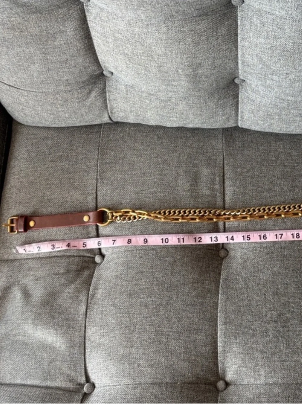 Marc by Marc Jacobs Brown Orange Leather Chain Belt Gold Tone Rare